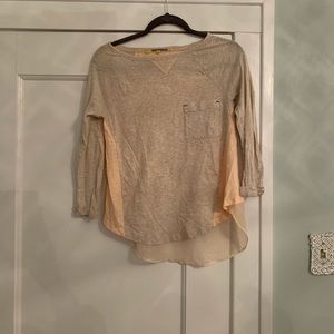 Anthropologie long sleeve shirt with sheer bottom